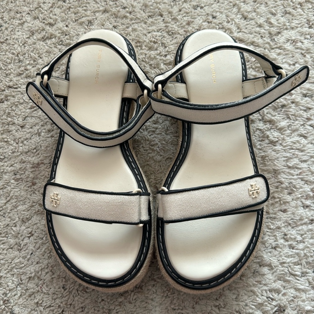 TORY BURCH ESPADRILLE PLATFORM STRAP SANDALS